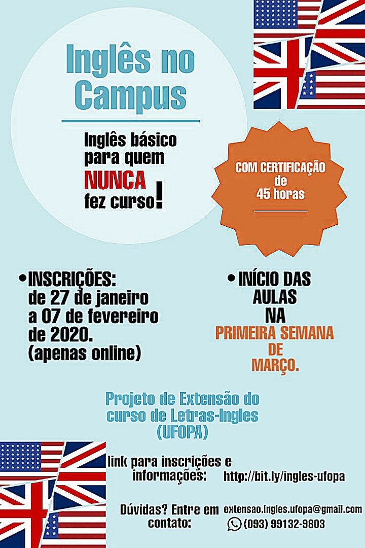 Cartaz do curso de inglês básico